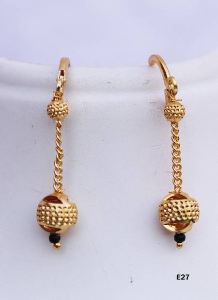 New Designer Regular Wear Golden Earrings Latest Collection E27